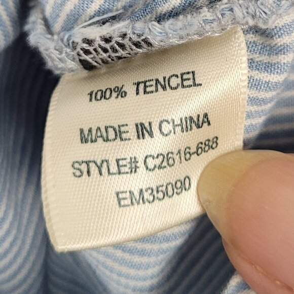 Cloth & Stone Distressed Chambray Stripe Button Front Popover Top XS - Picture 5 of 8